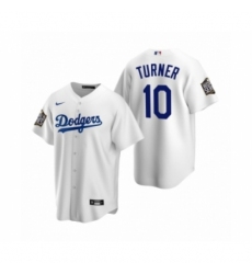 Men's Los Angeles Dodgers #10 Justin Turner White 2020 World Series Replica Jersey