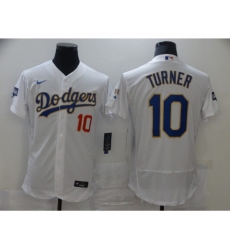 Men's Los Angeles Dodgers #10 Justin Turner White World Series Champions Authentic Jersey