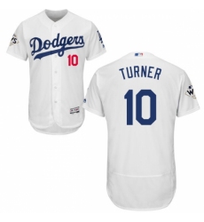 Men's Majestic Los Angeles Dodgers #10 Justin Turner Authentic White Home 2017 World Series Bound Flex Base MLB Jersey