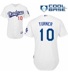 Men's Majestic Los Angeles Dodgers #10 Justin Turner Replica White Home Cool Base MLB Jersey
