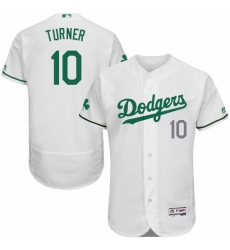 Men's Majestic Los Angeles Dodgers #10 Justin Turner White Celtic Flexbase Authentic Collection MLB Jersey