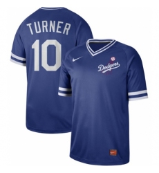 Men's Nike Los Angeles Dodgers #10 Justin Turner Royal Authentic Cooperstown Collection Stitched Baseball Jersey