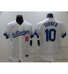 Men's Nike Los Angeles Dodgers #10 Justin Turner White Elite City Player Jersey