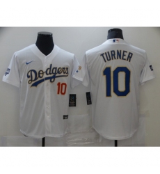 Men's Nike Los Angeles Dodgers #10 Justin Turner White Game Champions Authentic Jersey