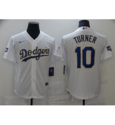 Men's Nike Los Angeles Dodgers #10 Justin Turner White Game Champions Jersey