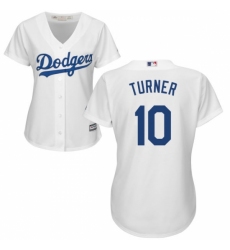 Women's Majestic Los Angeles Dodgers #10 Justin Turner Replica White Home Cool Base MLB Jersey