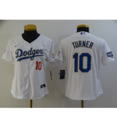 Women's Nike Los Angeles Dodgers #10 Justin Turner White Champions Authentic Jersey