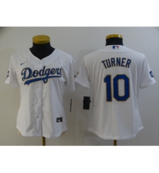 Women's Nike Los Angeles Dodgers #10 Justin Turner White Champions  Jersey