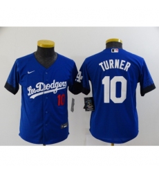 Youth Los Angeles Dodgers #10 Justin Turner Blue City Player Jersey