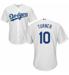 Youth Majestic Los Angeles Dodgers #10 Justin Turner Replica White Home Cool Base MLB Jersey