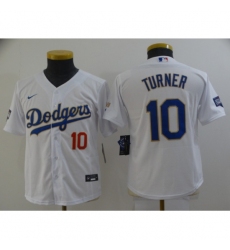 Youth Nike Los Angeles Dodgers #10 Justin Turner White Champions Authentic Jersey