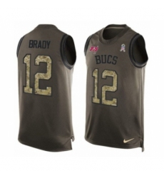 Men's Tampa Bay Buccaneers #12 Tom Brady Green Limited Salute To Service Tank Top Jersey