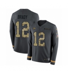 Men's Tampa Bay Buccaneers #12 Tom Brady Limited Black Salute to Service Therma Long Sleeve Football Jersey