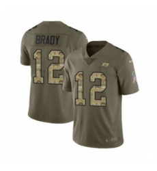 Men's Tampa Bay Buccaneers #12 Tom Brady Limited Olive Camo 2017 Salute to Service Football Jersey