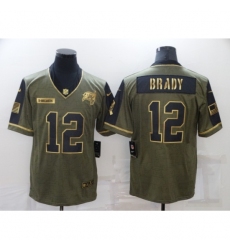 Men's Tampa Bay Buccaneers #12 Tom Brady Nike Gold 2021 Salute To Service Limited Player Jersey