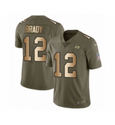 Men's Tampa Bay Buccaneers #12 Tom Brady Olive Gold Limited 2017 Salute To Service Jersey