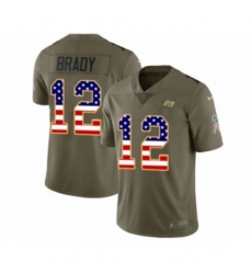 Men's Tampa Bay Buccaneers #12 Tom Brady Olive USA Flag Limited 2017 Salute To Service Jersey