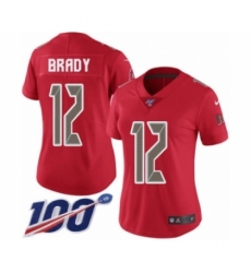 Women's Tampa Bay Buccaneers #12 Tom Brady Limited Red Rush Vapor Untouchable 100th Season Football Jersey