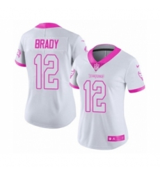 Women's Tampa Bay Buccaneers #12 Tom Brady Limited White Pink Rush Fashion Football Jersey