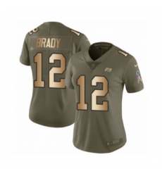 Women's Tampa Bay Buccaneers #12 Tom Brady Olive Gold Limited 2017 Salute To Service Jersey