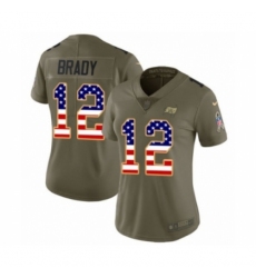 Women's Tampa Bay Buccaneers #12 Tom Brady Olive USA Flag Limited 2017 Salute To Service Jersey