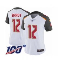Women's Tampa Bay Buccaneers #12 Tom Brady White Vapor Untouchable Limited Player 100th Season Football Jersey
