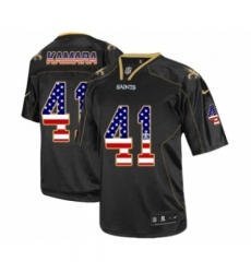Men's New Orleans Saints #41 Alvin Kamara Elite Black USA Flag Fashion Football Jersey