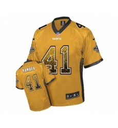 Men's New Orleans Saints #41 Alvin Kamara Elite Gold Drift Fashion Football Jersey