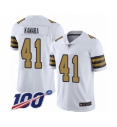 Men's New Orleans Saints #41 Alvin Kamara Limited White Rush Vapor Untouchable 100th Season Football Jersey