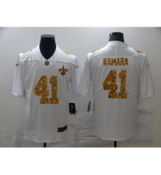 Men's New Orleans Saints #41 Alvin Kamara White Nike Leopard Print Limited Jersey