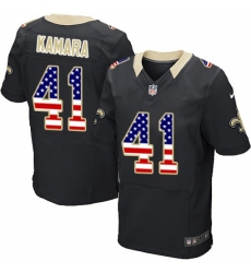 Men's Nike New Orleans Saints #41 Alvin Kamara Elite Black Home USA Flag Fashion NFL Jersey