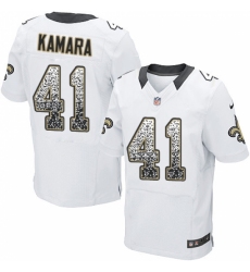 Men's Nike New Orleans Saints #41 Alvin Kamara Elite White Road Drift Fashion NFL Jersey