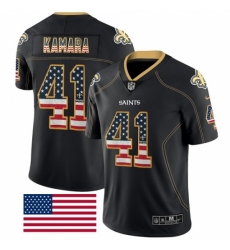 Men's Nike New Orleans Saints #41 Alvin Kamara Limited Black Rush USA Flag NFL Jersey