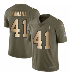 Men's Nike New Orleans Saints #41 Alvin Kamara Limited Olive/Gold 2017 Salute to Service NFL Jersey