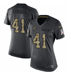 Women's Nike New Orleans Saints #41 Alvin Kamara Limited Black 2016 Salute to Service NFL Jersey