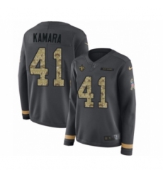 Women's Nike New Orleans Saints #41 Alvin Kamara Limited Black Salute to Service Therma Long Sleeve NFL Jersey