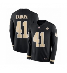 Youth Nike New Orleans Saints #41 Alvin Kamara Limited Black Therma Long Sleeve NFL Jersey