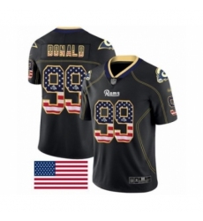 Men's Los Angeles Rams #99 Aaron Donald Limited Black Rush USA Flag Football Jersey