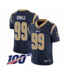 Men's Los Angeles Rams #99 Aaron Donald Navy Blue Team Color Vapor Untouchable Limited Player 100th Season Football Jersey