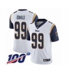 Men's Los Angeles Rams #99 Aaron Donald White Vapor Untouchable Limited Player 100th Season Football Jersey