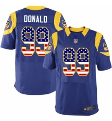 Men's Nike Los Angeles Rams #99 Aaron Donald Elite Royal Blue Alternate USA Flag Fashion NFL Jersey