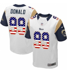 Men's Nike Los Angeles Rams #99 Aaron Donald Elite White Road USA Flag Fashion NFL Jersey