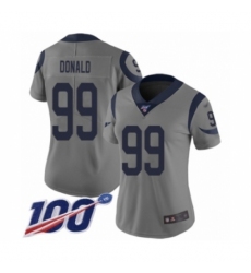 Women's Los Angeles Rams #99 Aaron Donald Limited Gray Inverted Legend 100th Season Football Jersey