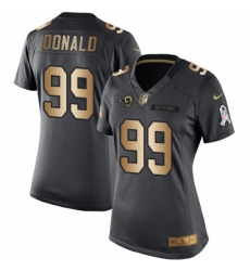 Women's Nike Los Angeles Rams #99 Aaron Donald Limited Black/Gold Salute to Service NFL Jersey