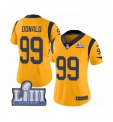 Women's Nike Los Angeles Rams #99 Aaron Donald Limited Gold Rush Vapor Untouchable Super Bowl LIII Bound NFL Jersey