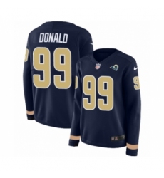 Women's Nike Los Angeles Rams #99 Aaron Donald Limited Navy Blue Therma Long Sleeve NFL Jersey