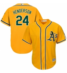 Men's Majestic Oakland Athletics #24 Rickey Henderson Replica Gold Alternate 2 Cool Base MLB Jersey