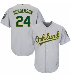Men's Majestic Oakland Athletics #24 Rickey Henderson Replica Grey Road Cool Base MLB Jersey