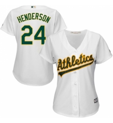 Women's Majestic Oakland Athletics #24 Rickey Henderson Replica White Home Cool Base MLB Jersey