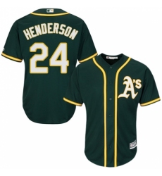 Youth Majestic Oakland Athletics #24 Rickey Henderson Replica Green Alternate 1 Cool Base MLB Jersey